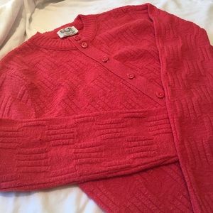 Vintage deep coral cardigan EUC